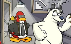 Club Penguin Mission Picture, shoing a psa secret agent with a white bear.